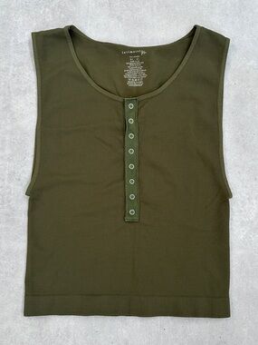 Intimately Free People Olive Ribbed Henley Tank | M/L